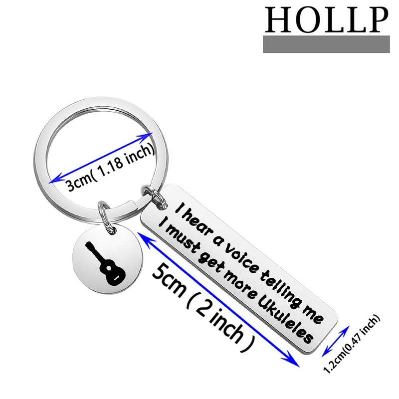 HOLLP Ukulele Gift Ukulele Acquisition Syndrome I Hear A Voice Telling Me I Must Get More Ukuleles Keychain Ukulele Lover Gift for Ukulele Player (Ukuleles Keychain) - Image 2